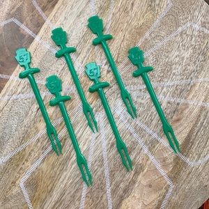 Vintage Heinz 57 pickle olive cocktail forks swizzle stick cocktail stirrers